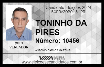 Candidato TONINHO DA PIRES 2024 - BORRAZÓPOLIS - Eleições