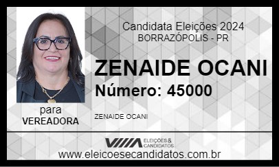 Candidato ZENAIDE OCANI 2024 - BORRAZÓPOLIS - Eleições