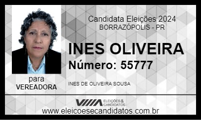 Candidato INES OLIVEIRA 2024 - BORRAZÓPOLIS - Eleições