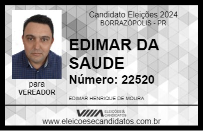 Candidato EDIMAR DA SAUDE 2024 - BORRAZÓPOLIS - Eleições