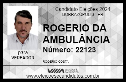 Candidato ROGERIO DA AMBULÂNCIA 2024 - BORRAZÓPOLIS - Eleições