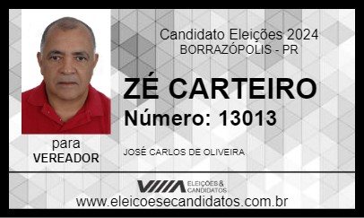 Candidato ZÉ CARTEIRO 2024 - BORRAZÓPOLIS - Eleições