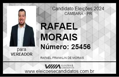 Candidato RAFAEL MORAIS 2024 - CAMBARÁ - Eleições