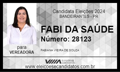 Candidato FABIANA ANTUNES 2024 - BANDEIRANTES - Eleições