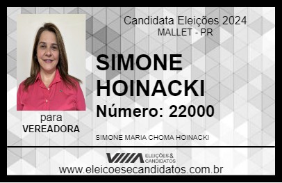 Candidato SIMONE HOINACKI 2024 - MALLET - Eleições