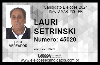 Candidato LAURI SETRINSKI 2024 - INÁCIO MARTINS - Eleições