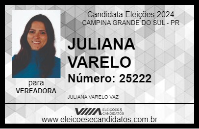 Candidato JULIANA VARELO 2024 - CAMPINA GRANDE DO SUL - Eleições