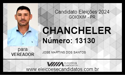 Candidato CHANCHELER 2024 - GOIOXIM - Eleições