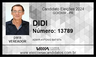 Candidato DIDI 2024 - GOIOXIM - Eleições