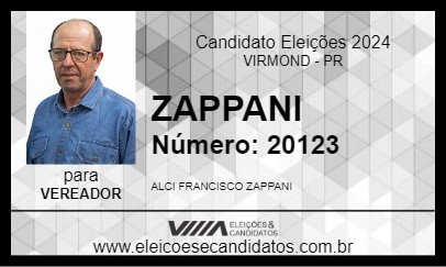 Candidato ZAPPANI 2024 - VIRMOND - Eleições