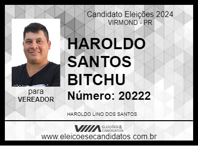 Candidato HAROLDO SANTOS BITCHU 2024 - VIRMOND - Eleições