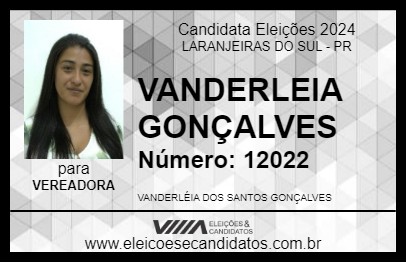 Candidato VANDERLEIA GONÇALVES 2024 - LARANJEIRAS DO SUL - Eleições