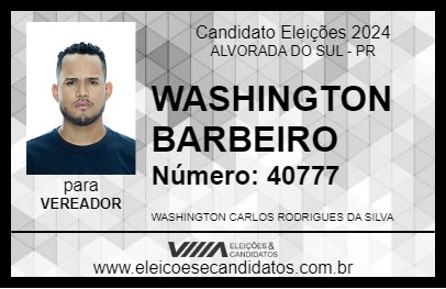 Candidato WASHINGTON BARBEIRO 2024 - ALVORADA DO SUL - Eleições