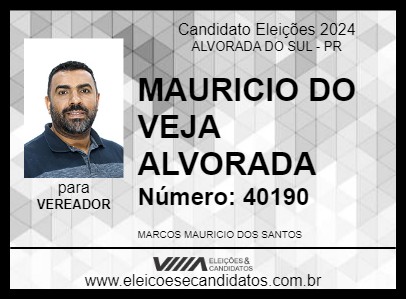 Candidato MAURICIO DO VEJA ALVORADA 2024 - ALVORADA DO SUL - Eleições