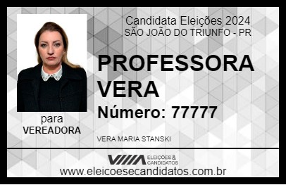 Candidato PROFESSORA VERA 2024 - SÃO JOÃO DO TRIUNFO - Eleições