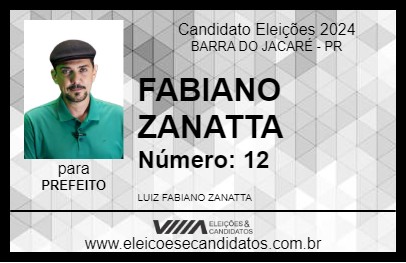 Candidato FABIANO ZANATTA 2024 - BARRA DO JACARÉ - Eleições