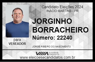 Candidato JORGINHO BORRACHEIRO 2024 - INÁCIO MARTINS - Eleições