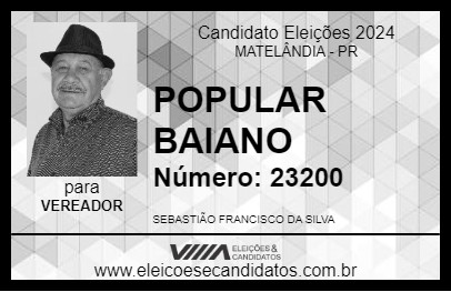 Candidato POPULAR BAIANO 2024 - MATELÂNDIA - Eleições