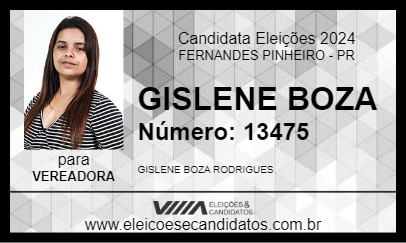 Candidato GISLENE BOZA 2024 - FERNANDES PINHEIRO - Eleições