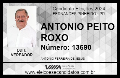 Candidato ANTONIO PEITO ROXO 2024 - FERNANDES PINHEIRO - Eleições