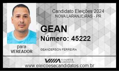 Candidato GEAN 2024 - NOVA LARANJEIRAS - Eleições