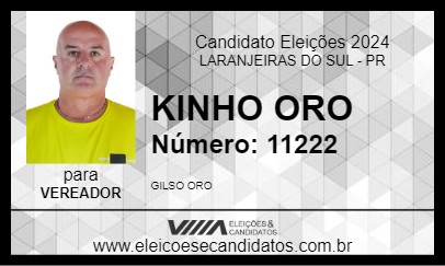 Candidato KINHO ORO 2024 - LARANJEIRAS DO SUL - Eleições