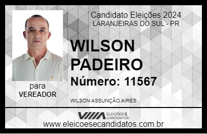 Candidato WILSON PADEIRO 2024 - LARANJEIRAS DO SUL - Eleições