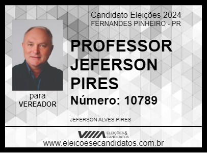 Candidato PROFESSOR JEFERSON PIRES 2024 - FERNANDES PINHEIRO - Eleições