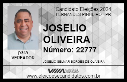 Candidato JOSELIO OLIVEIRA 2024 - FERNANDES PINHEIRO - Eleições