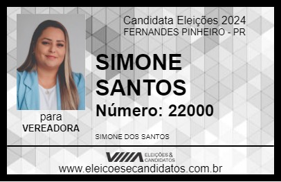 Candidato SIMONE SANTOS 2024 - FERNANDES PINHEIRO - Eleições