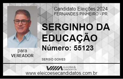 Candidato SERGINHO DA EDUCAÇÃO 2024 - FERNANDES PINHEIRO - Eleições