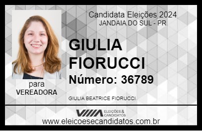 Candidato GIULIA FIORUCCI 2024 - JANDAIA DO SUL - Eleições