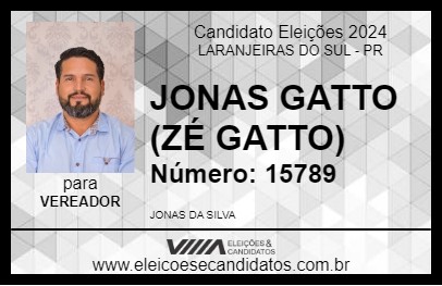 Candidato JONAS GATTO (ZÉ GATTO) 2024 - LARANJEIRAS DO SUL - Eleições