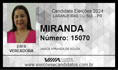 Candidato MIRANDA 2024 - LARANJEIRAS DO SUL - Eleições