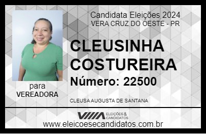 Candidato CLEUSINHA COSTUREIRA 2024 - VERA CRUZ DO OESTE - Eleições