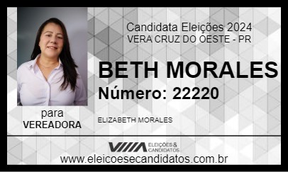 Candidato BETH MORALES 2024 - VERA CRUZ DO OESTE - Eleições