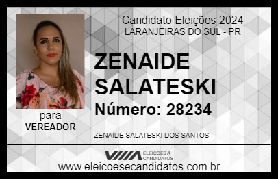 Candidato ZENAIDE SALATESKI 2024 - LARANJEIRAS DO SUL - Eleições