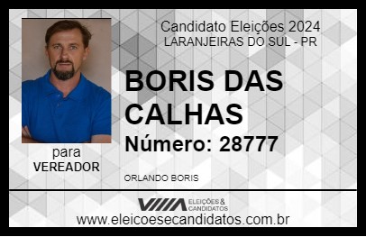 Candidato BORIS DAS CALHAS 2024 - LARANJEIRAS DO SUL - Eleições