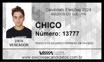 Candidato CHICO 2024 - AGUDOS DO SUL - Eleições