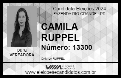 Candidato CAMILA RUPPEL 2024 - FAZENDA RIO GRANDE - Eleições