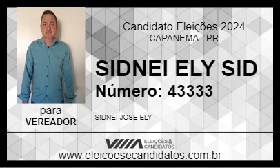 Candidato SIDNEI ELY SID 2024 - CAPANEMA - Eleições