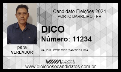 Candidato DICO 2024 - PORTO BARREIRO - Eleições