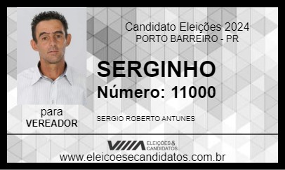 Candidato SERGINHO 2024 - PORTO BARREIRO - Eleições