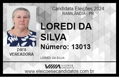 Candidato LOREDI DA SILVA 2024 - RAMILÂNDIA - Eleições