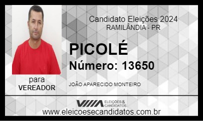 Candidato PICOLÉ 2024 - RAMILÂNDIA - Eleições