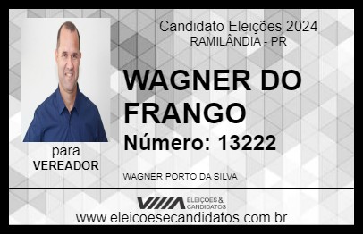 Candidato WAGNER DO FRANGO 2024 - RAMILÂNDIA - Eleições