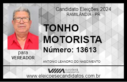 Candidato TONHO MOTORISTA 2024 - RAMILÂNDIA - Eleições