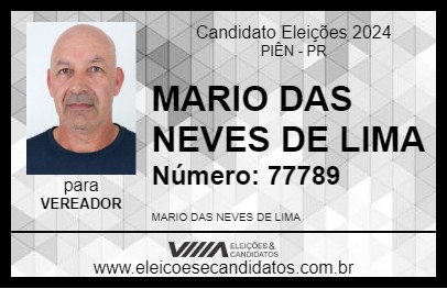 Candidato MARIO DAS NEVES DE LIMA 2024 - PIÊN - Eleições