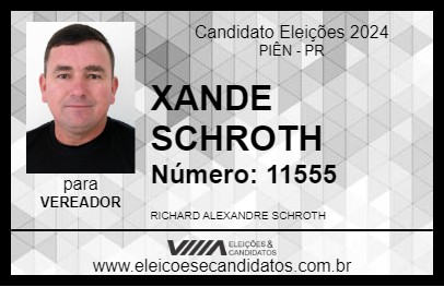 Candidato XANDE SCHROTH 2024 - PIÊN - Eleições