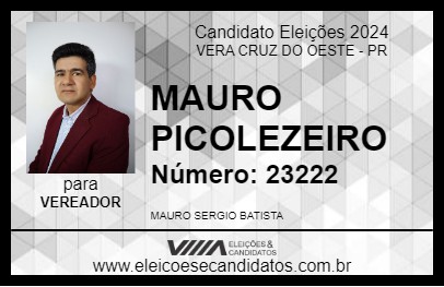 Candidato MAURO PICOLEZEIRO 2024 - VERA CRUZ DO OESTE - Eleições